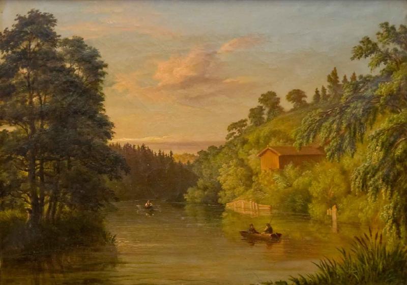 Albert Fitch Bellows Insjolandskap Sweden oil painting art